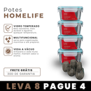 [LEVE 8 PAGUE 4] Potes Herméticos HomeLife em Vidro Temperado e Tampa de Vedação a Vácuo + 8 Copos de Vidro Fumê