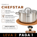 [LEVE 2 PAGUE 1] Panela ChefStar em Aço Inox Antiaderente com Alças e Tampa de Vidro +BRINDE: Kit Utensílios de Cozinha