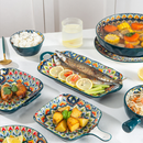 Juego de Comedor Completo de 14 Piezas en Cerámica con Estampa Elegante y Diseño Atemporal