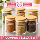 [Comprá 6 y Pagá 3] Frascos Herméticos de Vidrio con Tapa de Bambú Sellada
